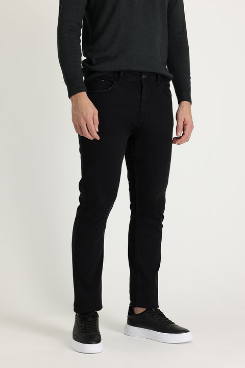 Black Super Slim Fit Extra Narrow Cut Lycra Denim Trousers