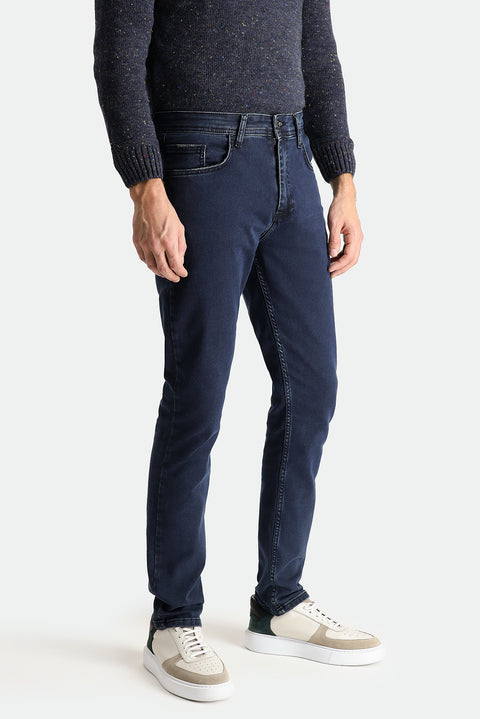 Medium Navy Super Slim Fit Extra Narrow Cut Lycra Denim Trousers