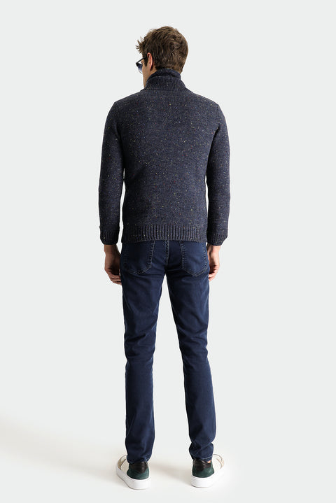 Medium Navy Super Slim Fit Extra Narrow Cut Lycra Denim Trousers