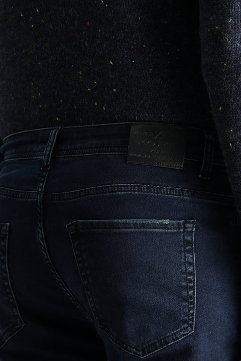 Medium Navy Super Slim Fit Extra Narrow Cut Lycra Denim Trousers