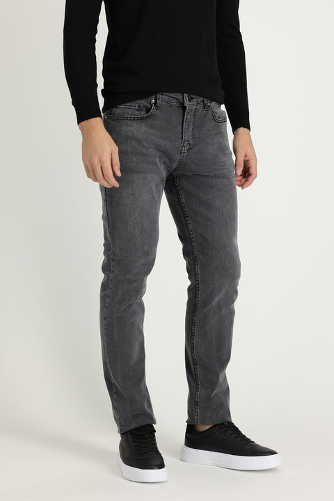 Medium Gray Slim Fit Stretch Denim Pants