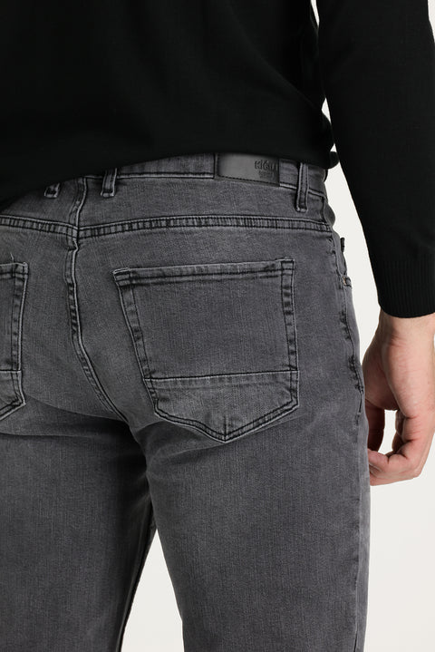 Medium Gray Slim Fit Stretch Denim Pants