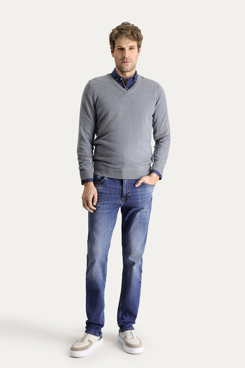 Dark Blue Super Slim Fit Extra Narrow Cut Lycra Denim Trousers