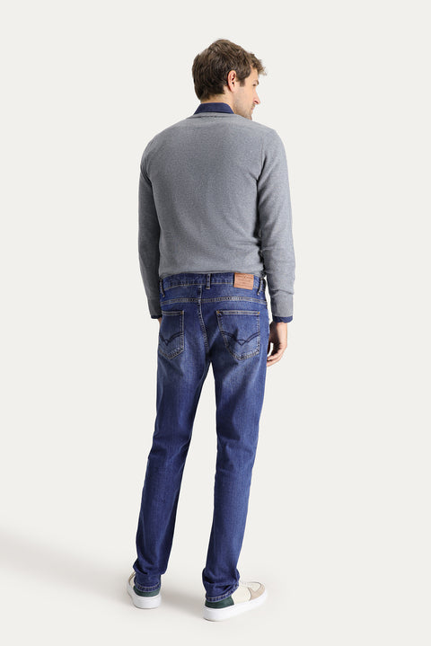 Dark Blue Super Slim Fit Extra Narrow Cut Lycra Denim Trousers
