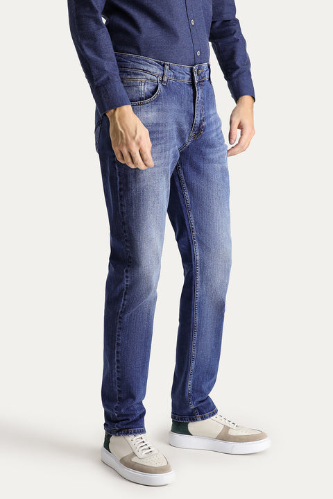 Dark Blue Super Slim Fit Extra Narrow Cut Lycra Denim Trousers