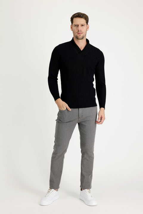 Mid Grey Super Slim Fit Extra Narrow Cut Lycra Denim Trousers