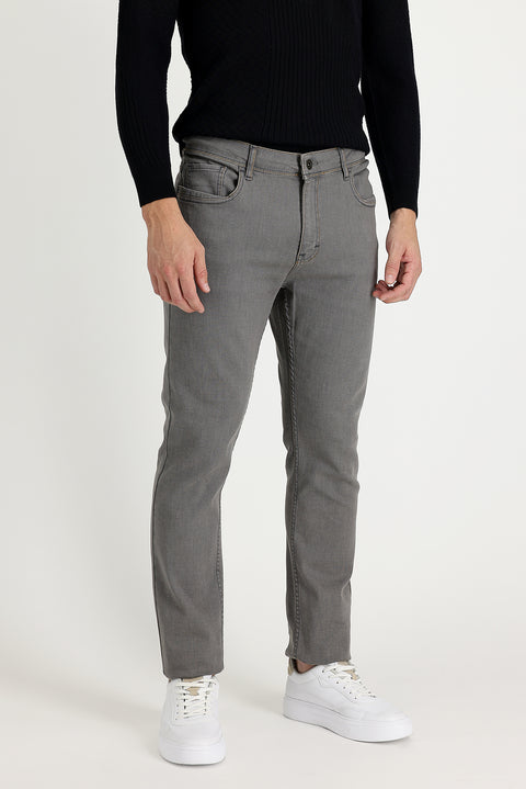Mid Grey Super Slim Fit Extra Narrow Cut Lycra Denim Trousers