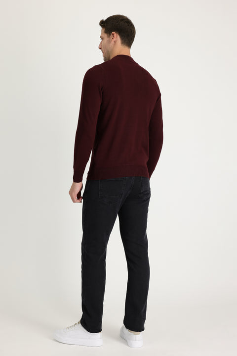 Black Regular Fit Standard Cut Lycra Denim Pants