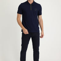 Dark Navy Regular Fit Standard Cut Lycra Denim Trousers
