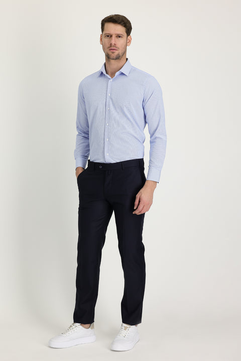 Dark Navy 7 Drop Slim Fit Classic Fabric Trousers