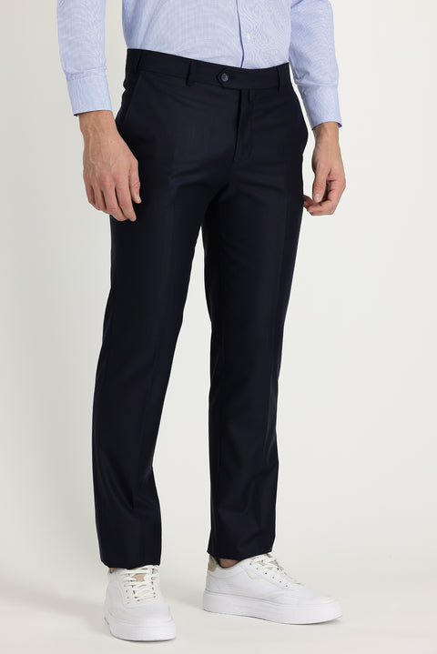 Dark Navy 4 Drop Relaxed Fit Classic Fabric Trousers