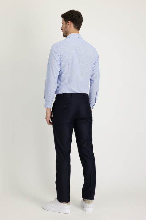 Dark Navy 4 Drop Relaxed Fit Classic Fabric Trousers