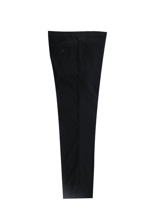 Black 6 Drop Regular Fit Standard Cut Classic Fabric Trousers