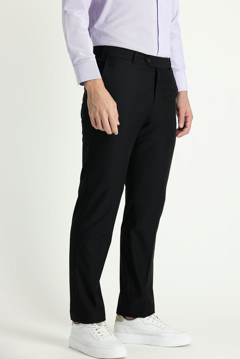 Black 4-Drop Relaxed Fit Classic Fabric Trousers