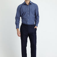 Dark Navy 4 Drop Relaxed Fit Classic Fabric Trousers