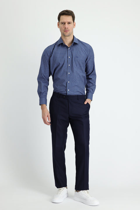Dark Navy 4 Drop Relaxed Fit Classic Fabric Trousers
