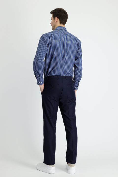 Dark Navy 7 Drop Slim Fit Classic Fabric Trousers