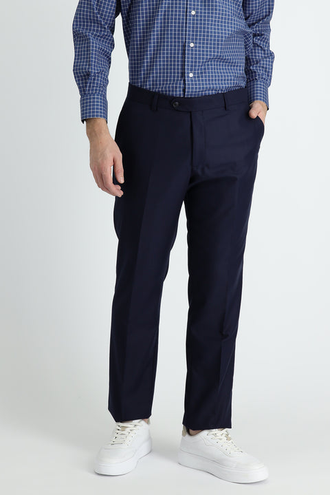 Dark Navy 6 Drop Regular Fit Standard Cut Classic Fabric Trousers