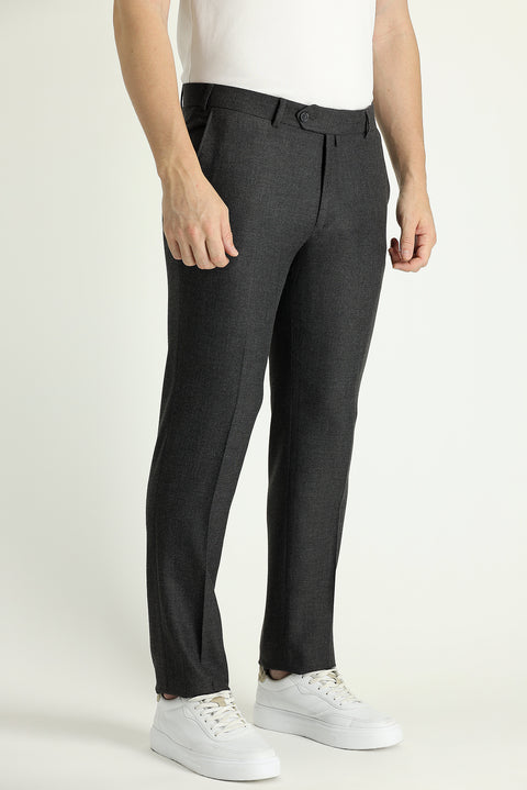 Medium Anthracite 7 Drop Slim Fit Narrow Cut Lycra Classic Fabric Trousers