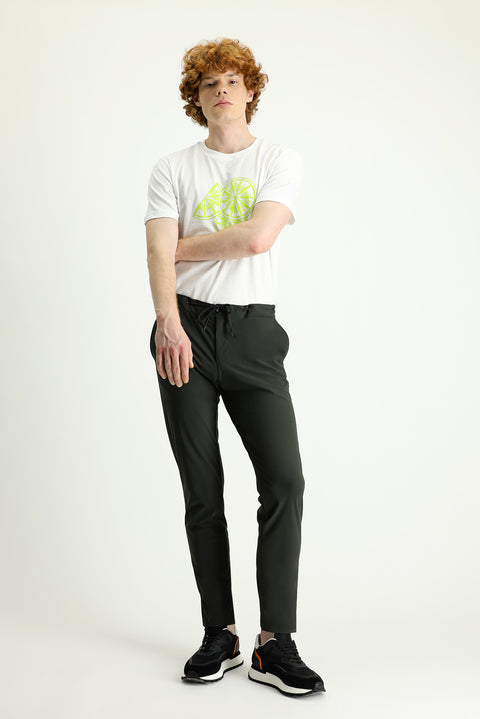 Military Khaki 7 Drop Slim Fit Techno-Line Jogger Pants