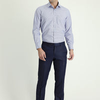 Dark Navy 7 Drop Slim Fit Classic Patterned Fabric Trousers