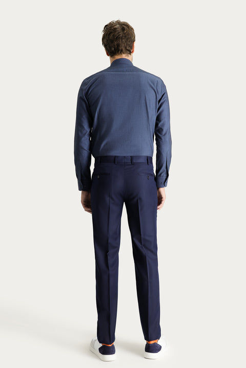 Dark Navy 7 Drop Slim Fit Classic Fabric Trousers