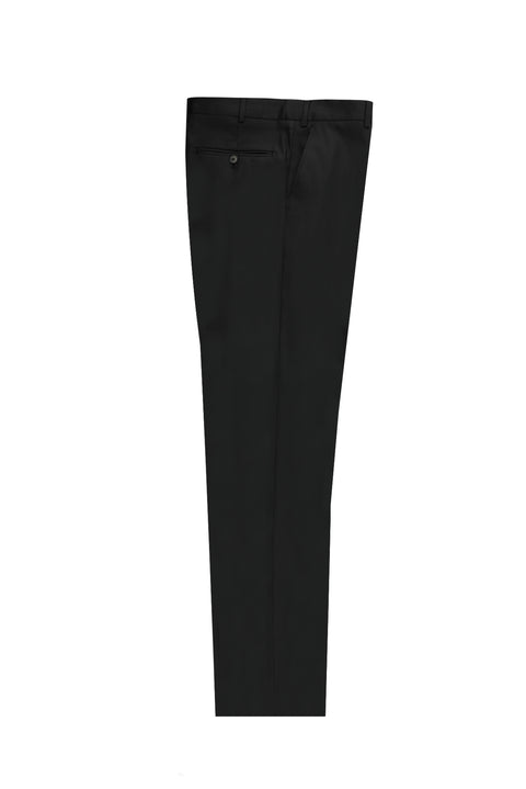 Black 6 Drop Regular Fit Standard Cut Classic Patterned Lycra Fabric Trousers
