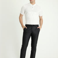 Dark Anthracite 6 Drop Regular Fit Standard Cut Elastic Waist Drawstring Patterned Lycra Classic Fabric Trousers