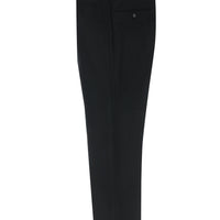 Black 4-Drop Relaxed Fit Casual Cut Classic Wool Fabric Trousers