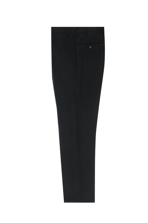 Black 4-Drop Relaxed Fit Casual Cut Classic Wool Fabric Trousers