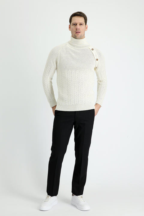 Siyah 6 Drop Regular Fit Standart Kesim Yünlü Klasik Kumaş Pantolon