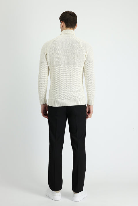 Siyah 6 Drop Regular Fit Standart Kesim Yünlü Klasik Kumaş Pantolon
