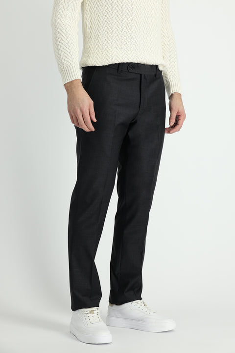 Dark Anthracite 4 Drop Relaxed Fit Classic Fabric Wool Trousers