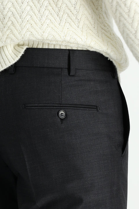 Dark Anthracite 4 Drop Relaxed Fit Classic Fabric Wool Trousers