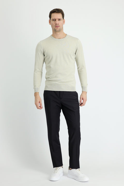 Black Navy 6 Drop Regular Fit Standard Cut Classic Fabric Wool Trousers