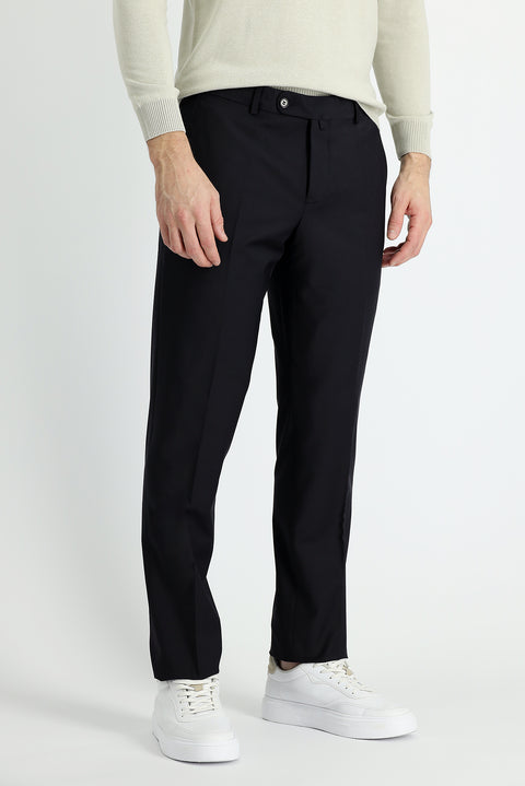 Black Navy 6 Drop Regular Fit Standard Cut Classic Fabric Wool Trousers