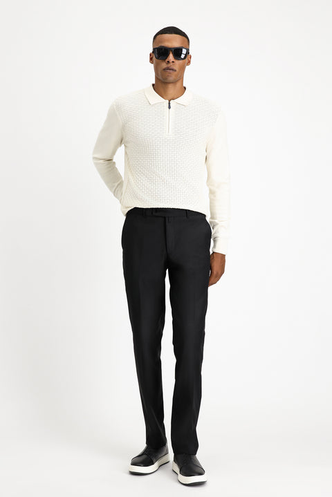 Black 7 Drop Slim Fit Narrow Cut Classic Wool Fabric Trousers