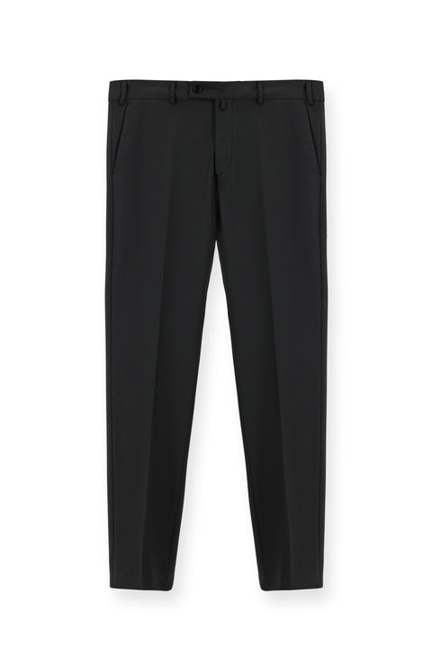 Black 4-Drop Relaxed Fit Casual Cut Classic Wool Fabric Trousers
