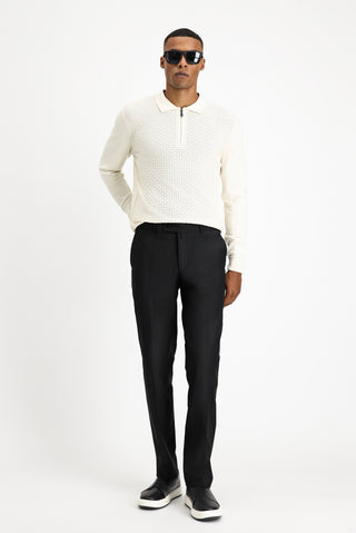  Siyah 4 Drop Relaxed Fit Rahat Kesim Yünlü Klasik Kumaş Pantolon
