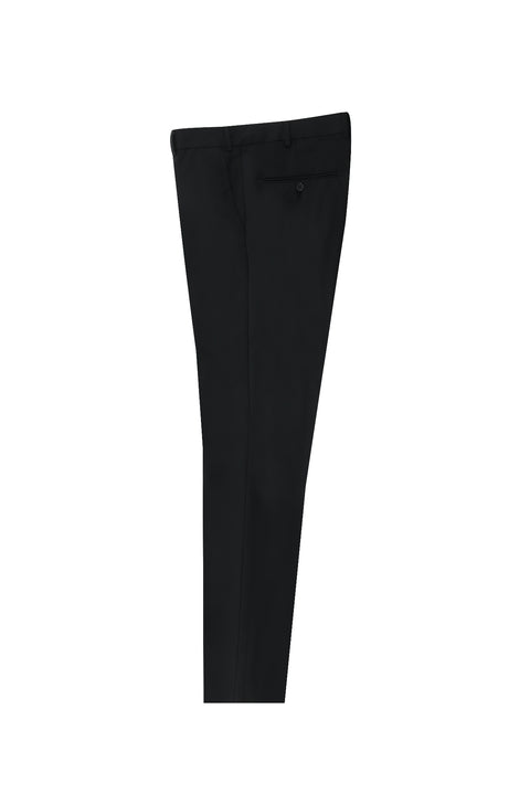 Black 6 Drop Regular Fit Standard Cut Classic Fabric Wool Trousers