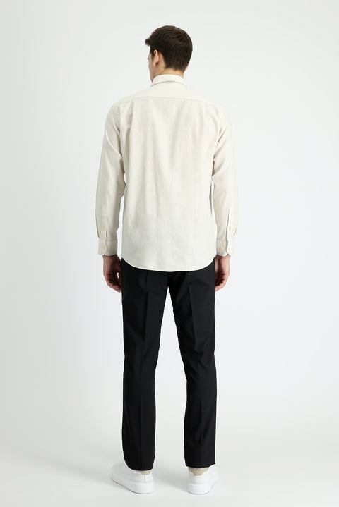 Black 4-Drop Relaxed Fit Casual Cut Classic Wool Fabric Trousers