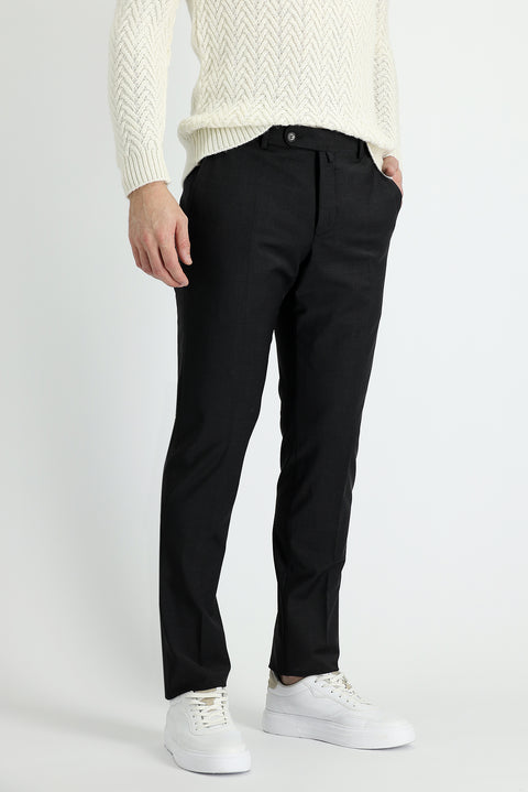 Dark Anthracite 6 Drop Regular Fit Standard Cut Classic Fabric Wool Trousers
