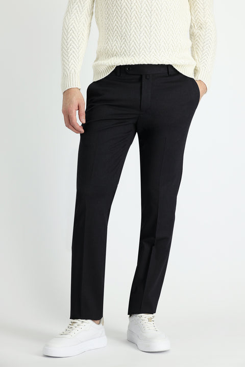Dark Anthracite 7 Drop Slim Fit Narrow Cut Classic Wool Fabric Trousers