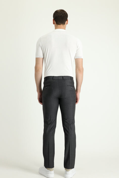 Medium Anthracite 7 Drop Slim Fit Narrow Cut Classic Wool Fabric Trousers