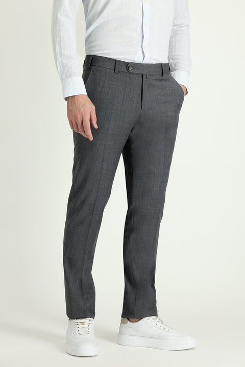 Dark Anthracite 6 Drop Regular Fit Standard Cut Classic Fabric Wool Trousers