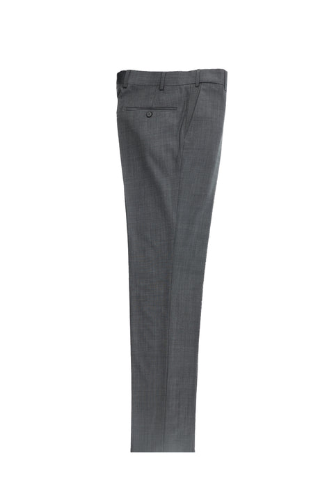 Medium Anthracite 4 Drop Relaxed Fit Casual Cut Classic Fabric Wool Trousers