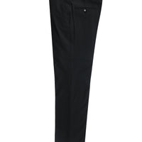 Black 4-Drop Relaxed Fit Casual Cut Classic Wool Fabric Trousers