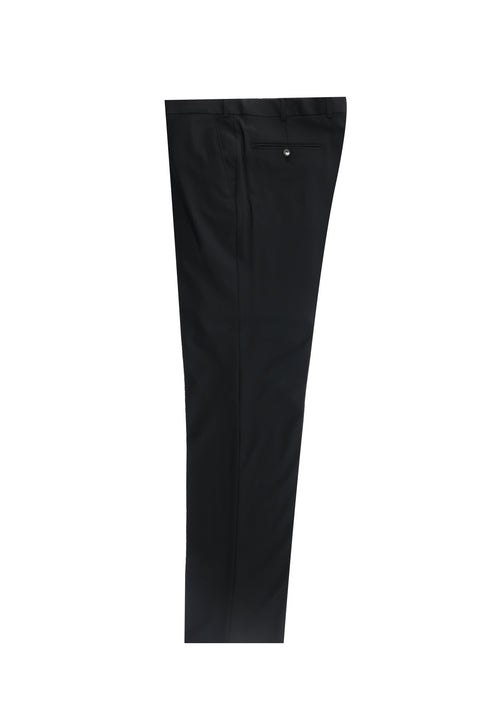 Black 6 Drop Regular Fit Standard Cut Classic Fabric Wool Trousers