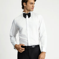 Beyaz Ata Yaka Slim Fit Dar Kesim Pamuk Gömlek