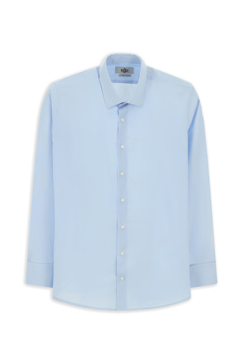 Light Blue Long Sleeve Slim Fit Classic Cuffed Cotton Shirt